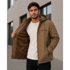 Jaqueta Masculina Micofibra Forrada Peluciada Com Toca Removivel Frio