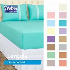 Jogo De Cama Lençol Com Elástico E Fronha Malha 100% Algodão Não Dá Bolinha Encaixe Perfeito