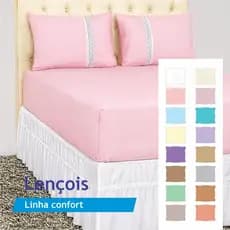 Kit Jogo De Lençol De Cama Queen King 03 Peças Com Elástico Malha 100% Algodão Não Dá Bolinha