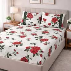 Jogo De Lençol De Cama Queen King 03 Peças Malha 100% Algodão Com Elástico Novidade Promoção