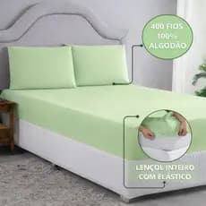 Promoção Kit Jogo Lençol 400 Fios Casal 03 Peças 100% Algodão Com Elástico E Encaixe Perfeito