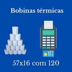 Bobina térmica branca 57x16 caixa c/ 120 rolos.