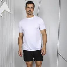 Camiseta Masculina Dry Fit UV 30 Manga Curta Esportiva Tradicional Verão Lisa Treino Casual Leve