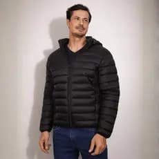 Jaqueta Masculina Bobojaco Puffer Nylon Impermeável Bolso Interno Capuz Removível Casaco Gominho