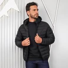 Jaqueta Masculina Nylon Bobojaco Impermeável Casaco Bomber Punho Elástico Capuz Removível Gominhos