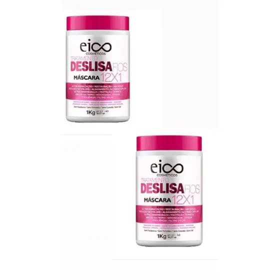 Eico Máscara Tratamento Creme de Hidratação Deslisa Fios 1kg 2 unidades