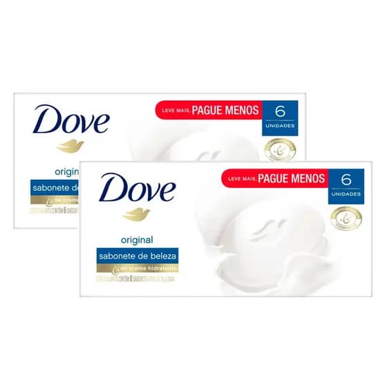 Kit 2 Sabonete em Barra Dove Original com 6 Unidades de 90g cada