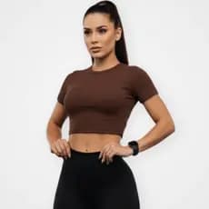 Cropped Fitness Feminino Academia Camiseta Microfibra Curta Justa Blusa Esportiva Treino