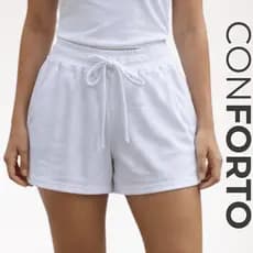 Short Feminino  Confortável Casual Verão Fresquinho Cintura Alta Com Cordão Elástico