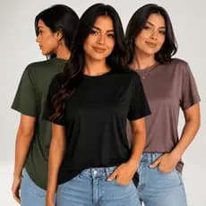 Camiseta Feminina em Microfibra Gola Redonda para Treino e Dia a Dia Confortável