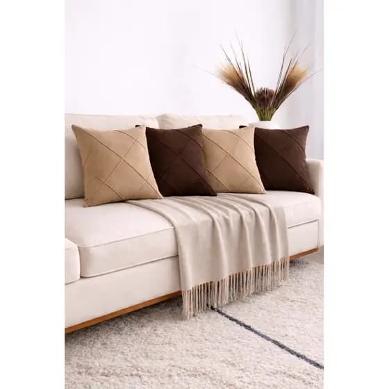 Kit 4 Capas De Almofada Decorativas em suede 45x45 Drapeada Sala Cama Sofa