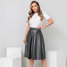 Saia Midi Plissada Cirrê Moda Evangélica COD123