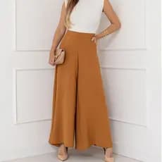 Calça Pantalona Feminina Forrada Com Bolso Com Forro Cintura Alta Cód 102