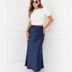 Saia Longa Moda Feminina De Cetim Com Zíper Lateral Cód167