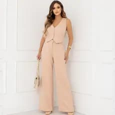 Conjunto Feminino Alfaiataria Colete/Calça Pantalona Cód197