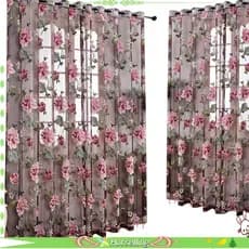 Porta De Vidro Cortina Decorativa Quarto Peony Voile Tule Com Pingentes De Presunto De Renda Francesa Drape Sheer , Púrpura