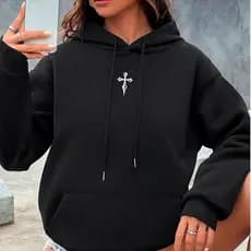 Moletom Estampado Cruz Minimalista Inverno Streetwear Blusao de Frio Moletom Masculino Feminino