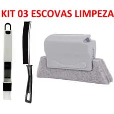 Kit 03 escovas de limpeza Multiuso Cozinha Banheiro teclado azulejo fresta canto janela fogão pia