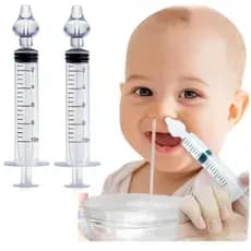 Kit 02 Seringas com Bico de Silicone para Limpeza e Lavagem Nasal Infantil e Adulto