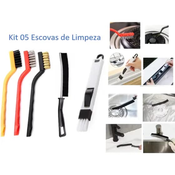 Kit 05 Escovas de Limpeza Praticidade no Dia a Dia