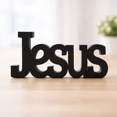 Letreiro Decorativo Jesus Para Sala Rack Mesa Quarto Moderno Minimalista (Preto/Branco/Cappuccino)