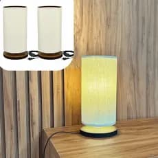 Kit 2 Abajures de Mesa Deli 29cm em MDF para Quarto Sala Escritório Luminárias Decorativas Bivolt