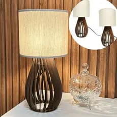 Kit 2 Abajures de Mesa Finese 42cm Decorativos em MDF com Cúpula de Tecido para Quarto Sala Bivolt