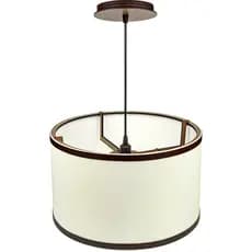 Luminária tecido Cúpula 40x25 Cm Lustre De Teto Pendente Fio 1 Metro - Fabricado de forma artesanal Cor Imbuia