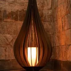 Luminária de mesa adhara 60 cm para decoração quarto sala estrutura madeira mdf bivolt 110/220V