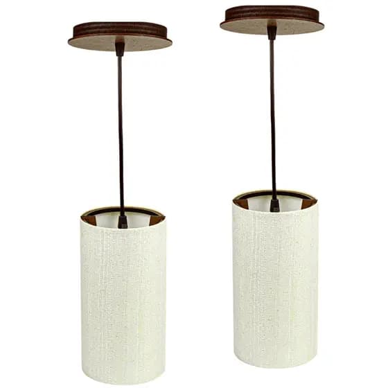 Luminária Pendente Cúpula Sala 24x12 Cm Soquete E-27 Em MDF Rústico Imbuia Decoração Moderna