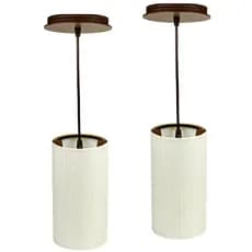 Luminária Pendente Cúpula Sala 24x12 Cm Soquete E-27 Em MDF Rústico Imbuia Decoração Moderna
