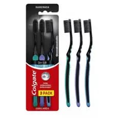 Escova Colgate Dental Slim Soft Carvão Com 3 Cerdas Suaves