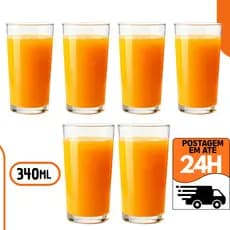 Copo De Vidro Long Drink 340ml Suco Refrigerante Água Resistente Elegante