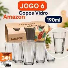 Jogo de Copos Nadir Amazon em Vidro Transparente 6 Peças 190m