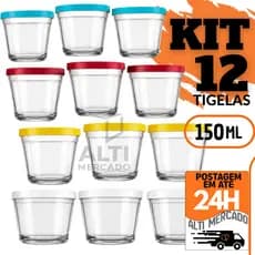 Kit 12 ou 06 Tigelas De Vidro Americana Nadir Com Tampa 150ml Pote Papinha Congelar Alimentos