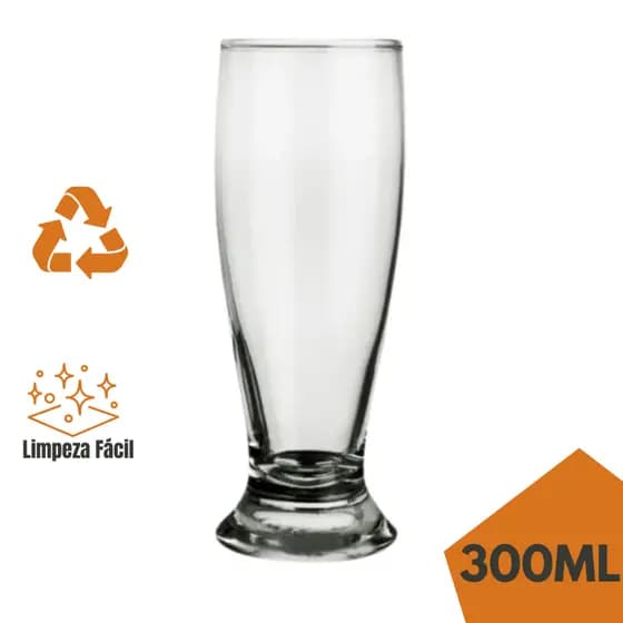 Kit 02 Copo Cerveja Tulipa Chopp Vidro Resistente 300ml