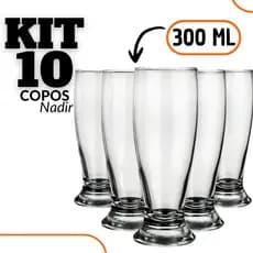 Kit  05/10 Copo Cerveja Tulipa Chopp Vidro Resistente 300ml
