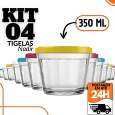 Tigelas de Vidro 350ml Uso Diário, Micro-ondas e Freezer - 04Un