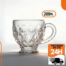Xícara de Vidro Cristal 200ml para Chá e Café – Transparente, Durável e Elegante