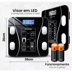 Balança Digital Bioimpedância Corporal Bluetooth - Aplicativo Bluetooth Capacidade Até 180kg