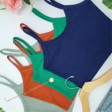 Kit com 10 Tops Feminino Regata Alcinha Canelado Cropped