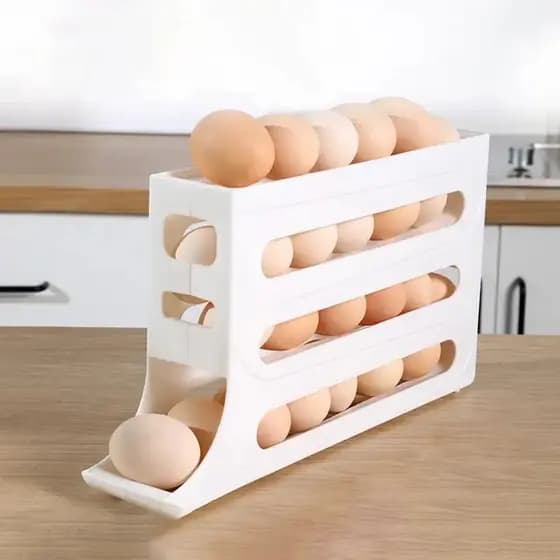 Porta Ovos Dispenser Automático 4 Andares Suporte Rolante Organizador Geladeira