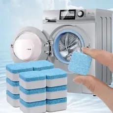 Kit 10 Pastilhas Efervescentes para Limpeza Profunda de Máquina de Lavar – Remove Odores e Sujeira Incrustada