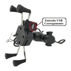 Suporte de Celular com Garra e Carregador Universal USB Para Moto com Fixação Rígida e Proteção Extra para Celular