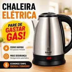 Chaleira Elétrica Inox 1,8L 1000W 127V Desligamento Automático Ferve Água Rápido