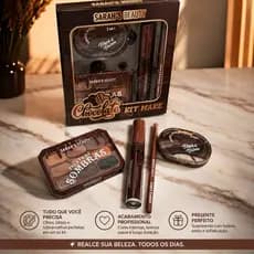kit maquiagem batom&blush + paleta de sombra + lápis e gloss