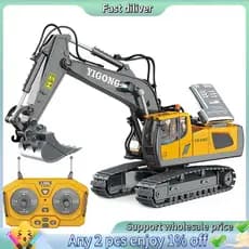 1 : 24 Escavadeira De Controle Remoto 11 Canais Brinquedos De Veículos De Engenharia De Liga De Alumínio Para Crianças