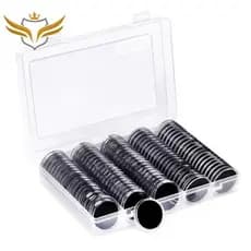 100 Peças Cápsulas De Moeda De 30mm E 5 Tamanhos (17/20/25/27/30mm) Proteja A Caixa Porta Moedas Com Organizadora De Armazenamento Durável