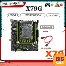 Placa-Mãe X79G + Cabo + Moldura LGA2011 4XDDR3 RECC Slot M . 2 NVME PCI-E X16 6XUSB2.0 SATA3.0 De Jogo De Servidor