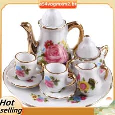 1 : 12 Conjunto De Xícara De Chá De Porcelana Em Miniatura , Talheres De Cerâmica , Bule , Cozinha , Casa De Bonecas , A